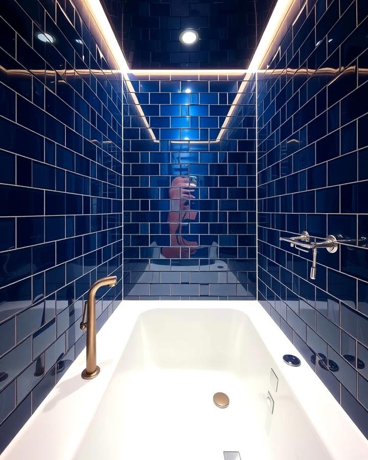 Glossy Sapphire Shower Walls