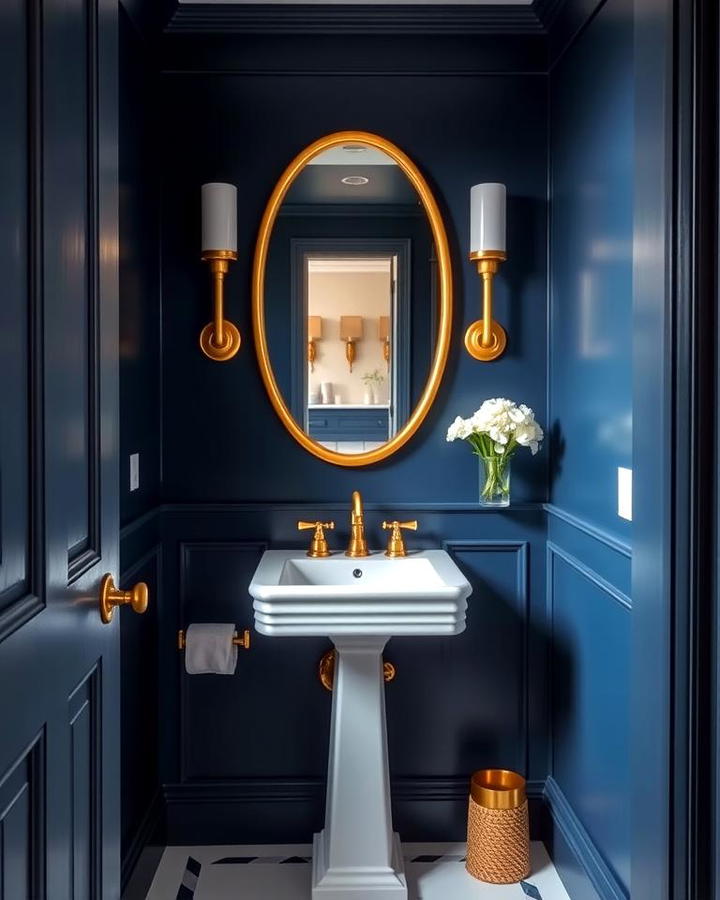 Gold Accents with Navy Walls