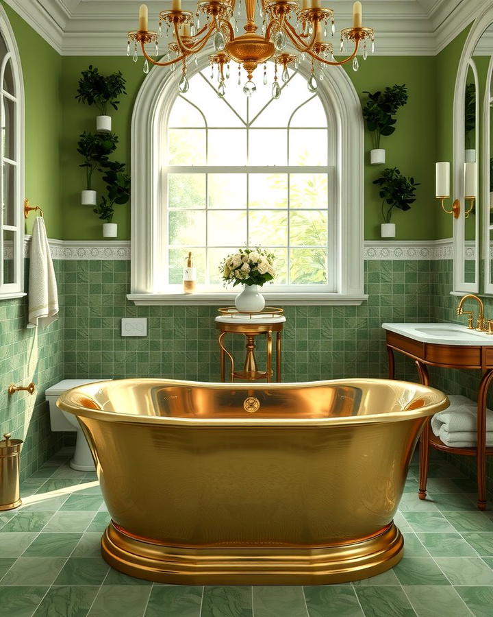 Gold Bathtubs with Green Accents