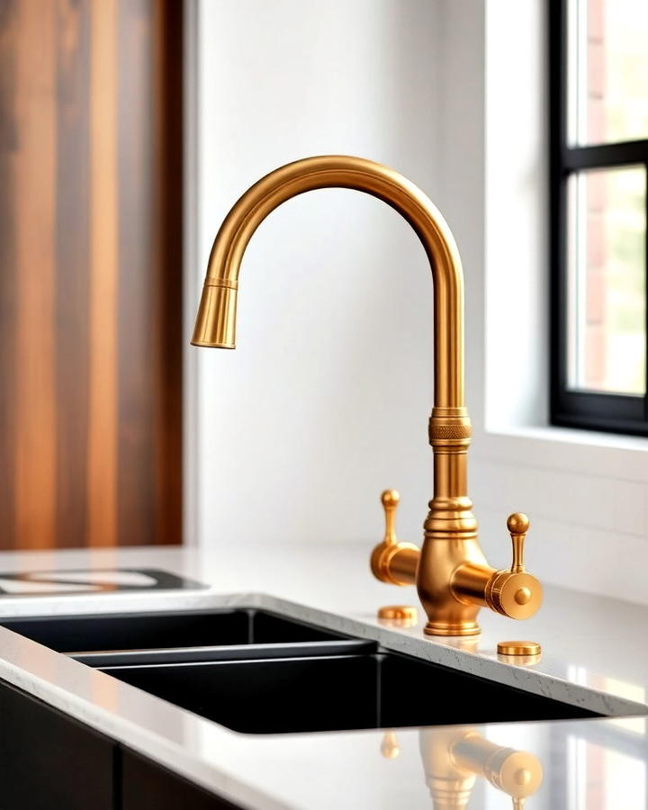 Gold Faucet With Black Sink for Luxurious Contrast