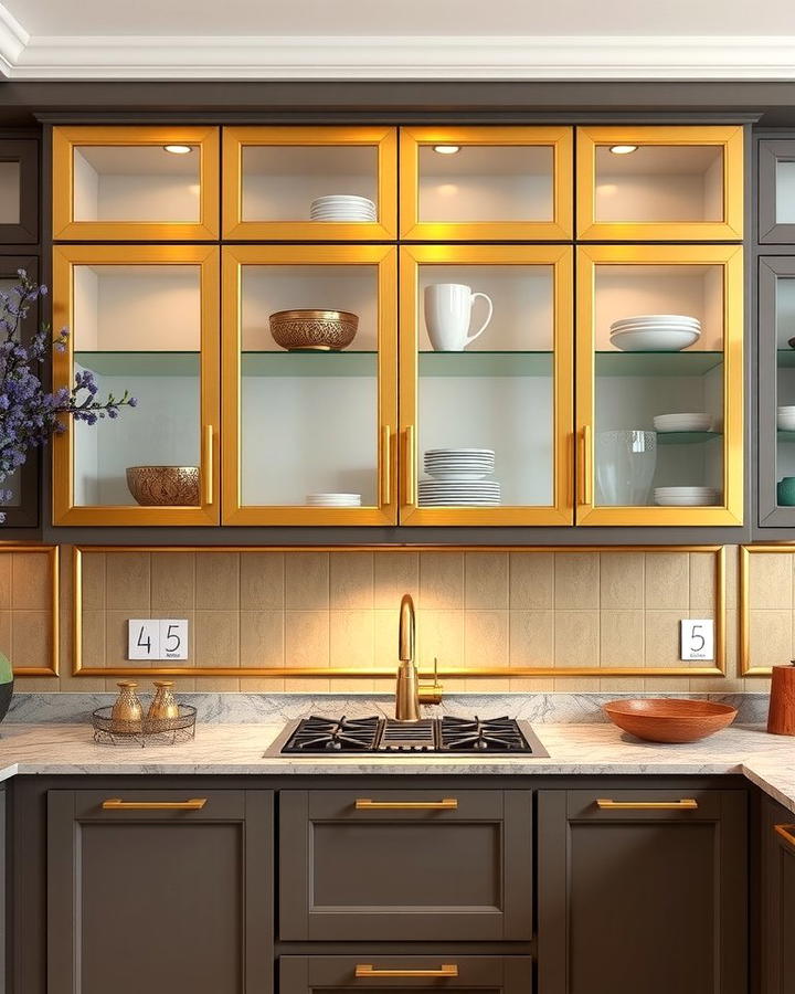 Gold Framed Glass Cabinet Doors