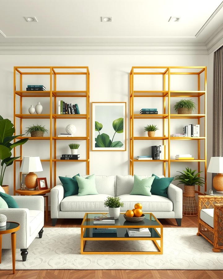 Gold Framed Shelving Units