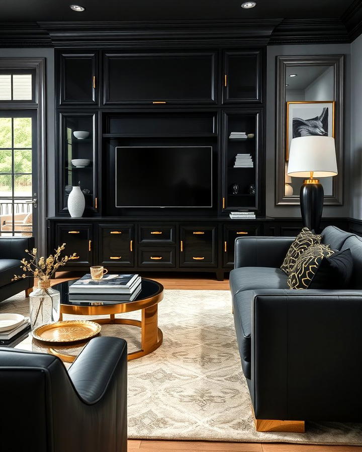 Gold Hardware on Black Furniture