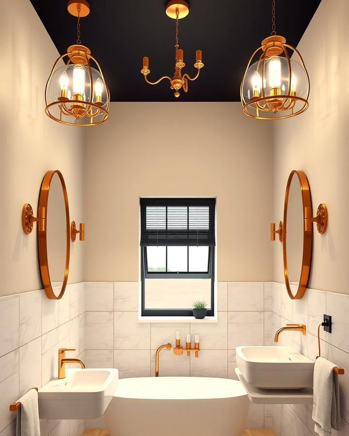 Gold Lighting Fixtures with Black Detailing