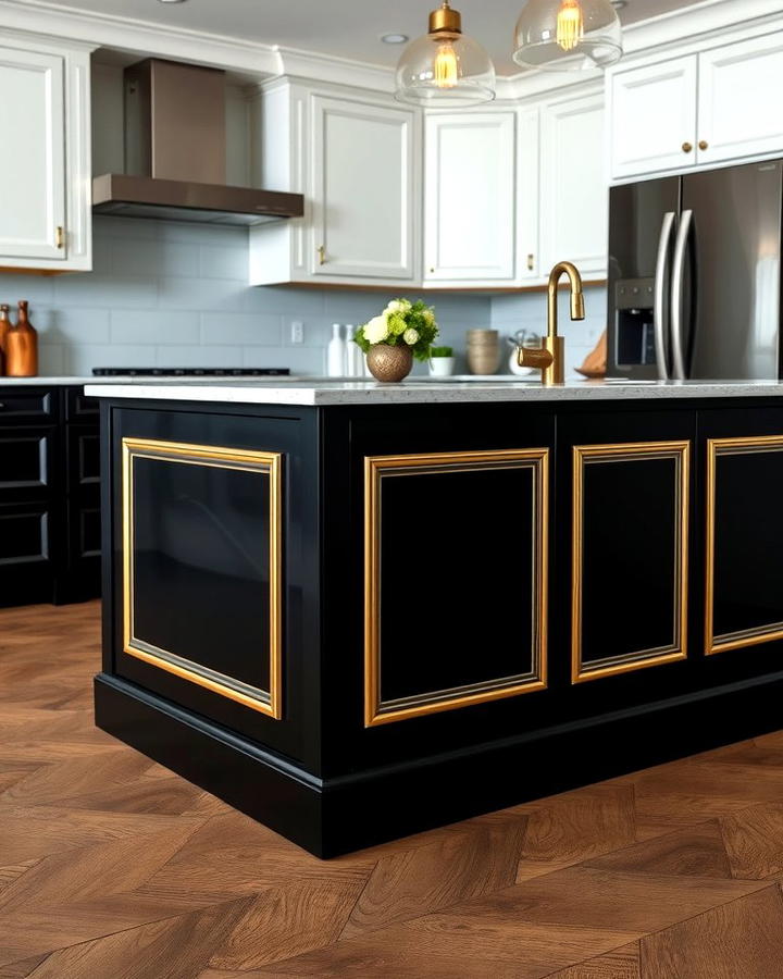 Gold Trim on Black Kitchen Islands