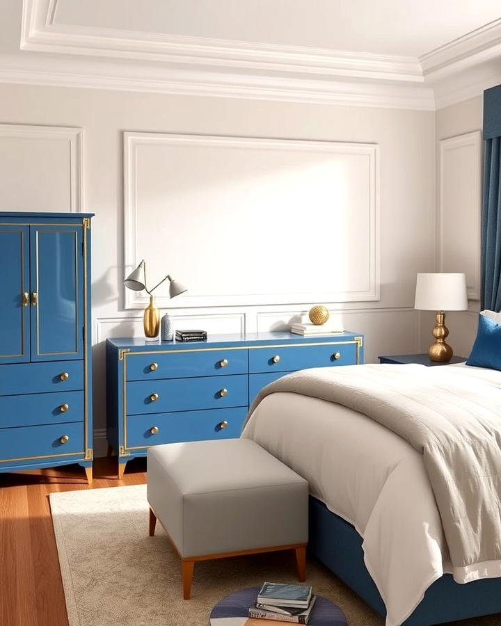 Gold Trimmed Blue Furniture