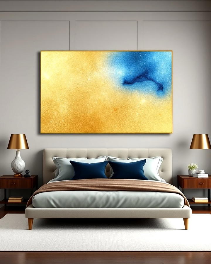 Gold Wall Art with Blue Highlights