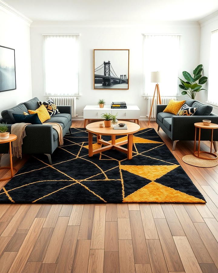 Gold and Black Geometric Rugs