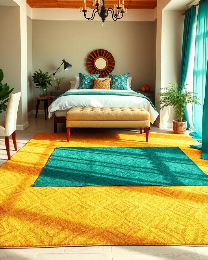 Gold and Emerald Green Area Rug