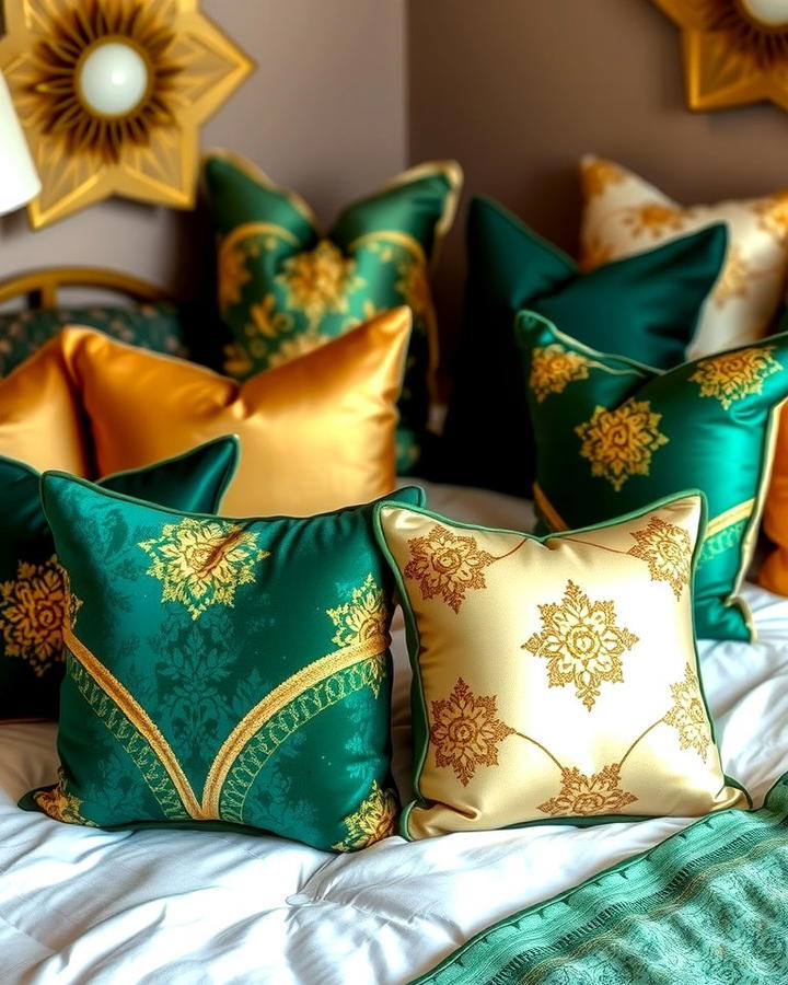 Gold and Green Decorative Pillows