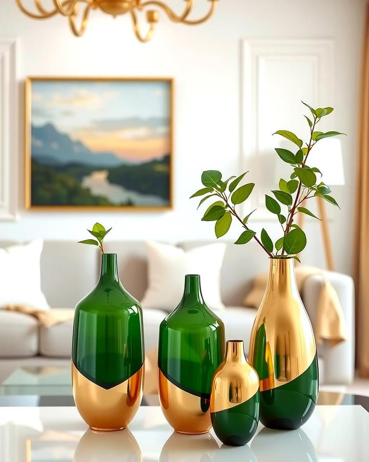 Gold and Green Decorative Vases for a Polished Look