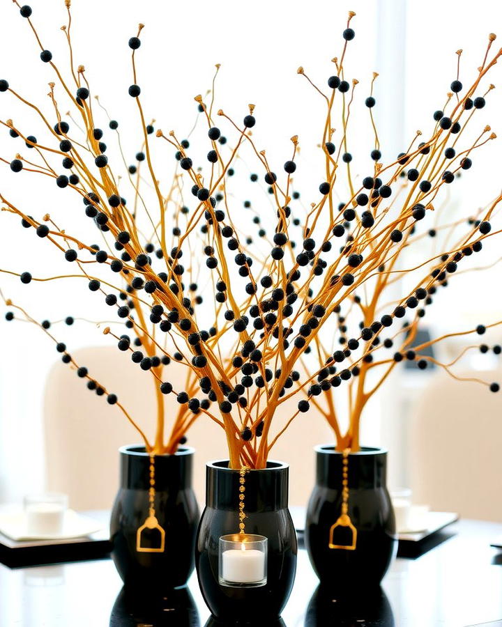 Golden Branches with Black Beads