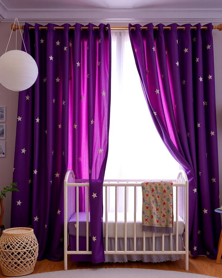 Grape Curtains with Star Patterns for a Celestial Theme