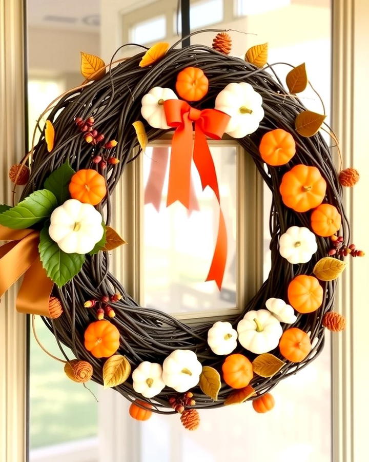 Grapevine Wreath with Mini Pumpkins