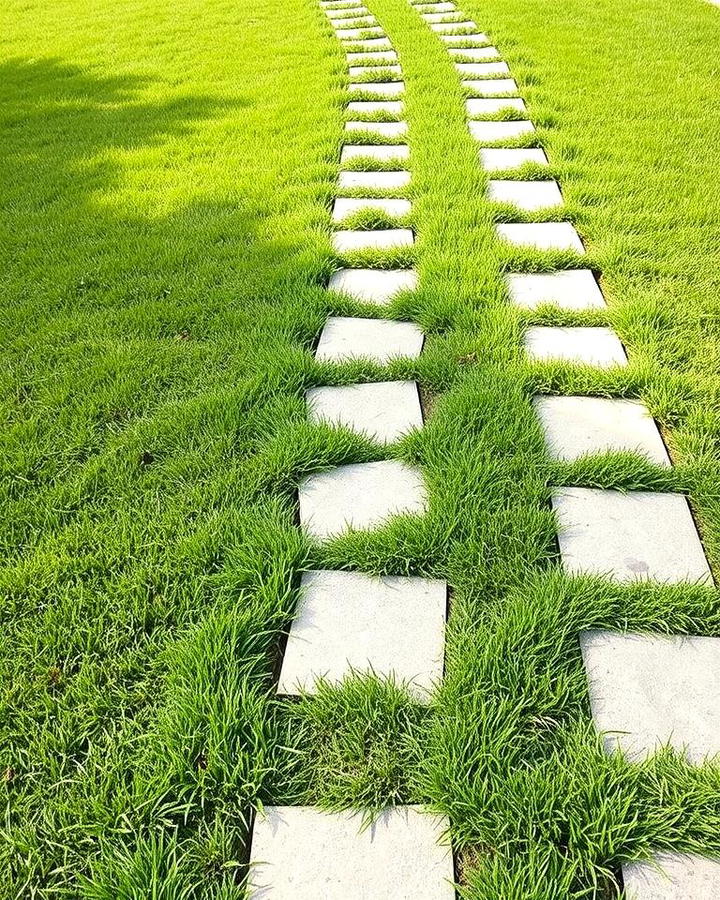 Grass Walkway with Paver Stones