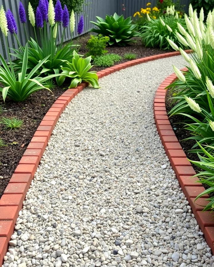 Gravel Path with Brick Borders