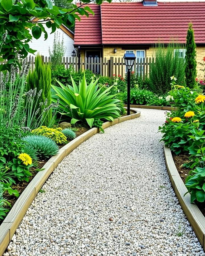 Gravel Walkway with Wooden Edging