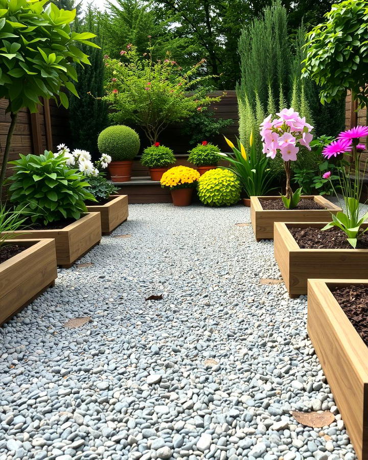 Gravel and Raised Bed Garden