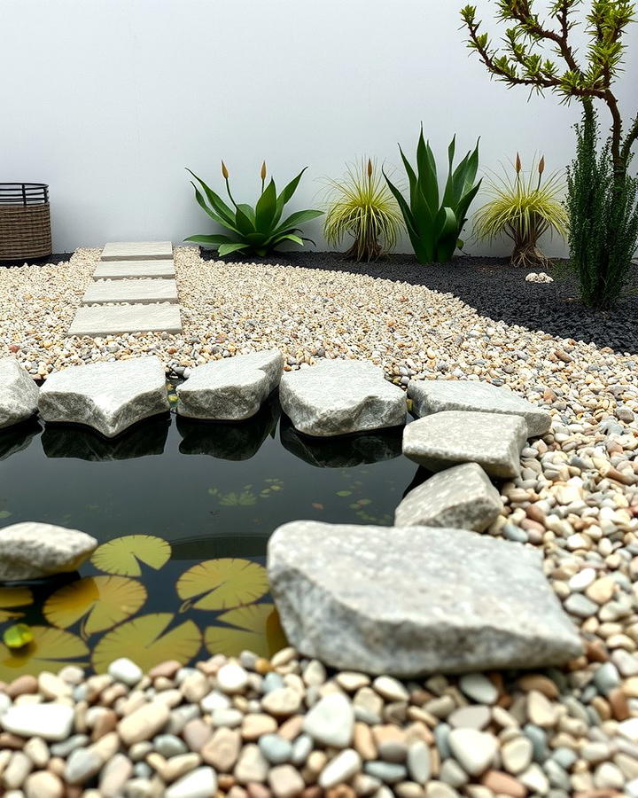 Gravel and Water Feature Combination