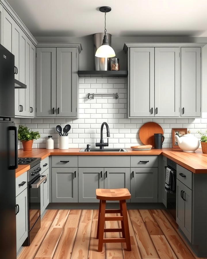 Gray Cabinets with Black Accents