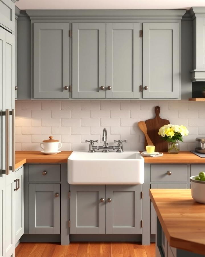 Gray Cabinets with Farmhouse Sinks