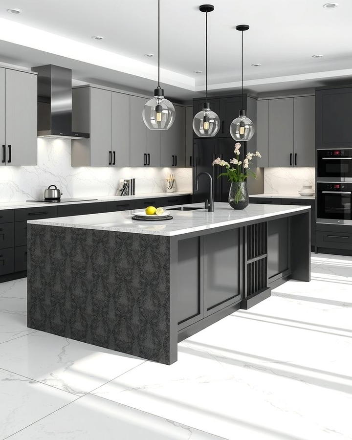 Gray and Black Kitchen Island