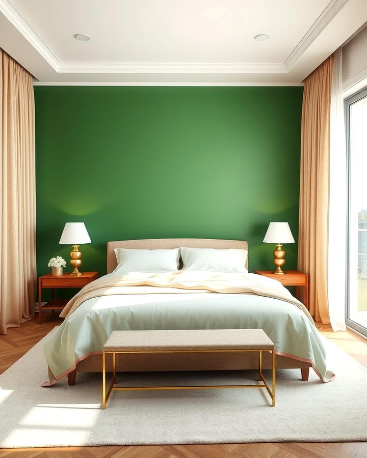 Green Accent Wall with Beige Decor