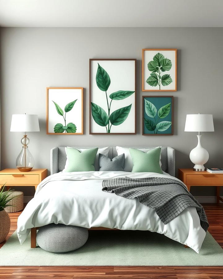 Green Artwork with Neutral Grey Tones