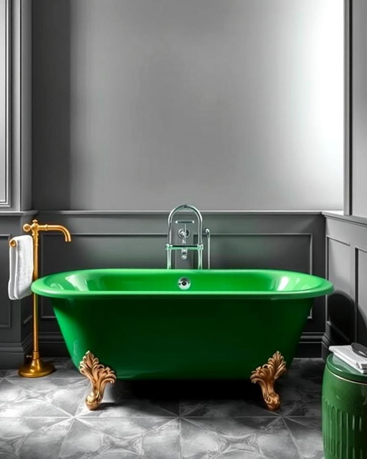 Green Bathtub with Grey Surroundings