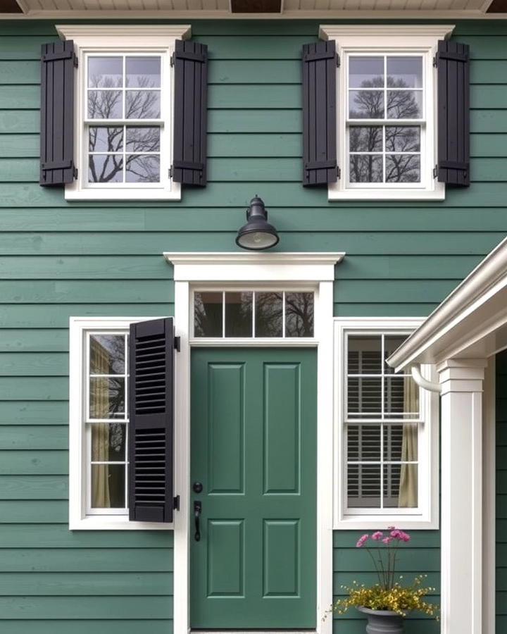 Green Board and Batten with Contrasting Shutters