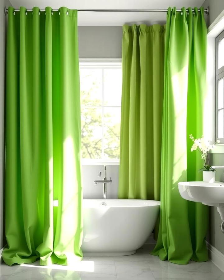 Green Curtains with Grey Walls