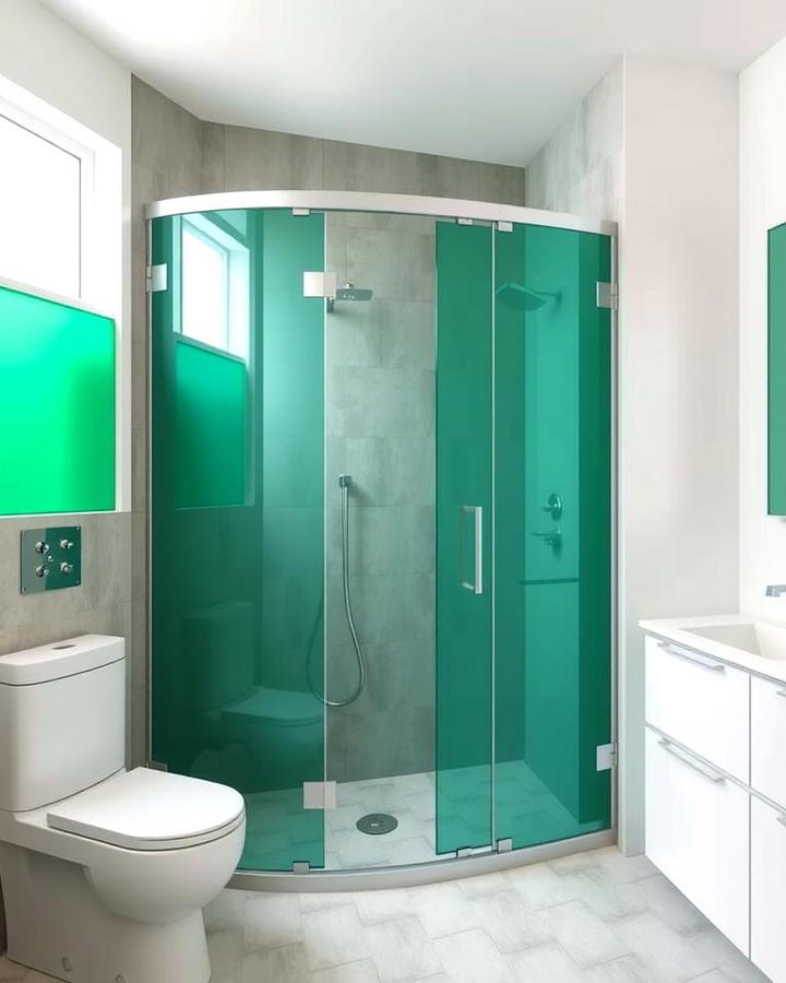 Green Glass Shower Enclosure