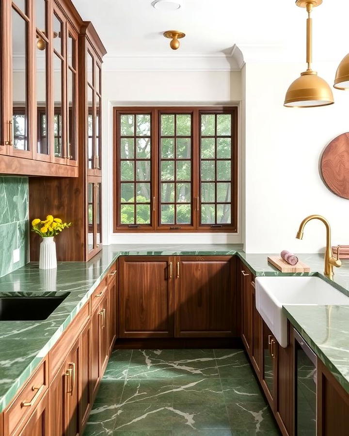 Green Marble with Brass Accents