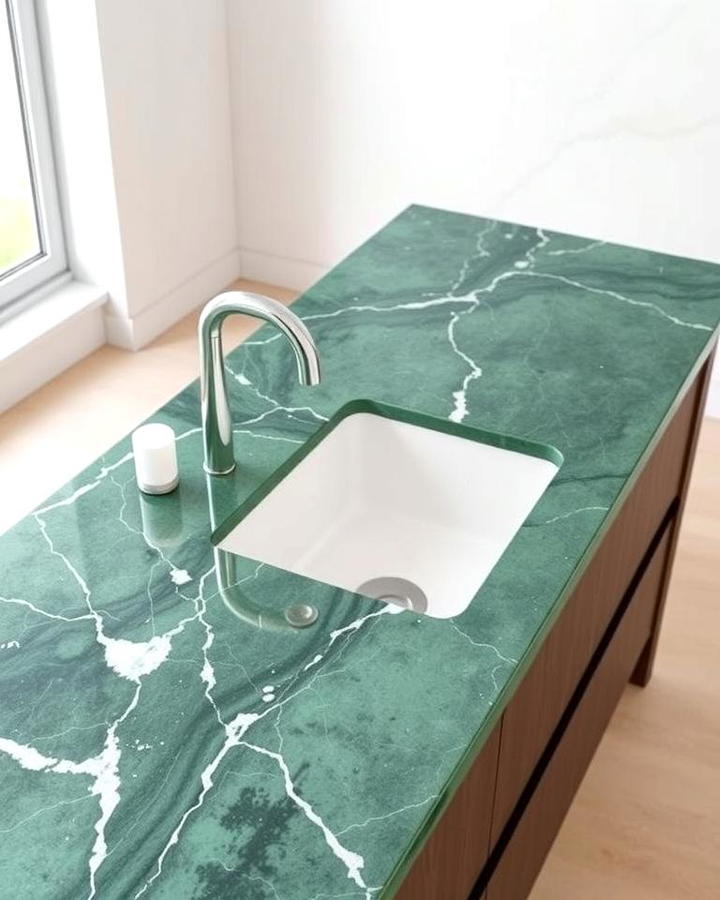 Green Marble with Integrated Sink