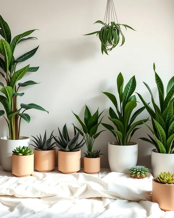 Green Plants with Beige Pots