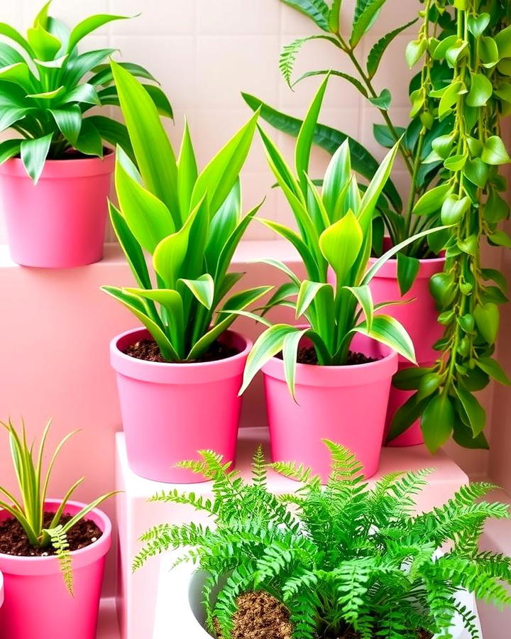 Green Plants with Pink Pots