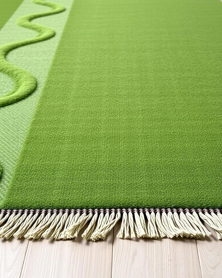 Green Rug with Fringe Detailing