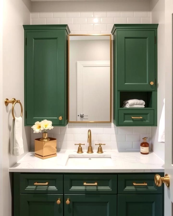 Green Vanity with Gold Handles