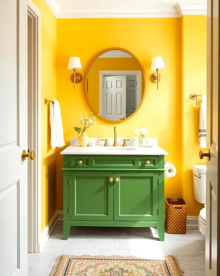 Green Vanity with Yellow Walls