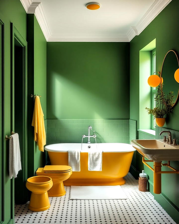 Green Walls with Yellow Fixtures