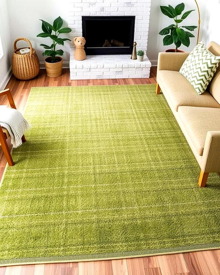 Green and Beige Layered Rugs