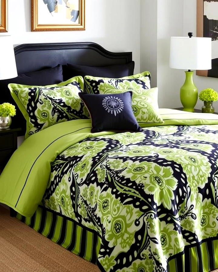 Green and Black Bedding Patterns