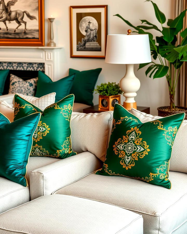 Green and Gold Accent Pillows for Subtle Sophistication