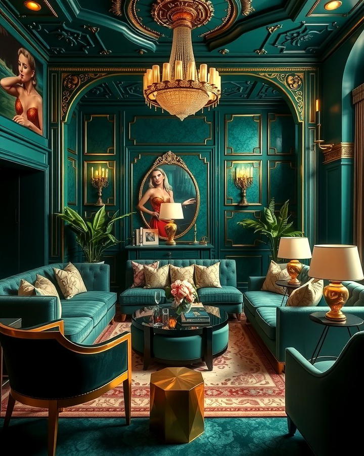 Green and Gold Art Deco Style