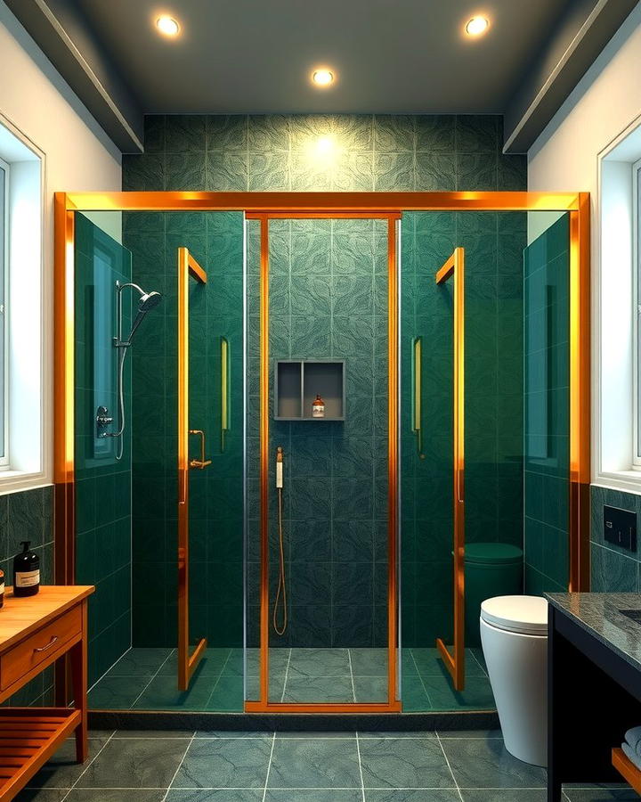 Green and Gold Shower Door Frames