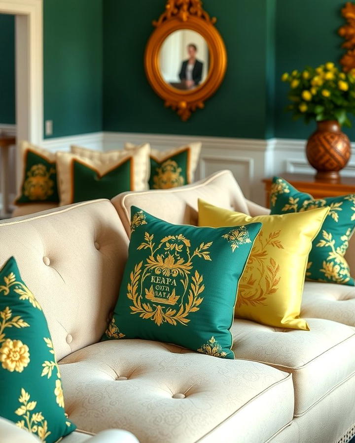 Green and Gold Throw Pillows