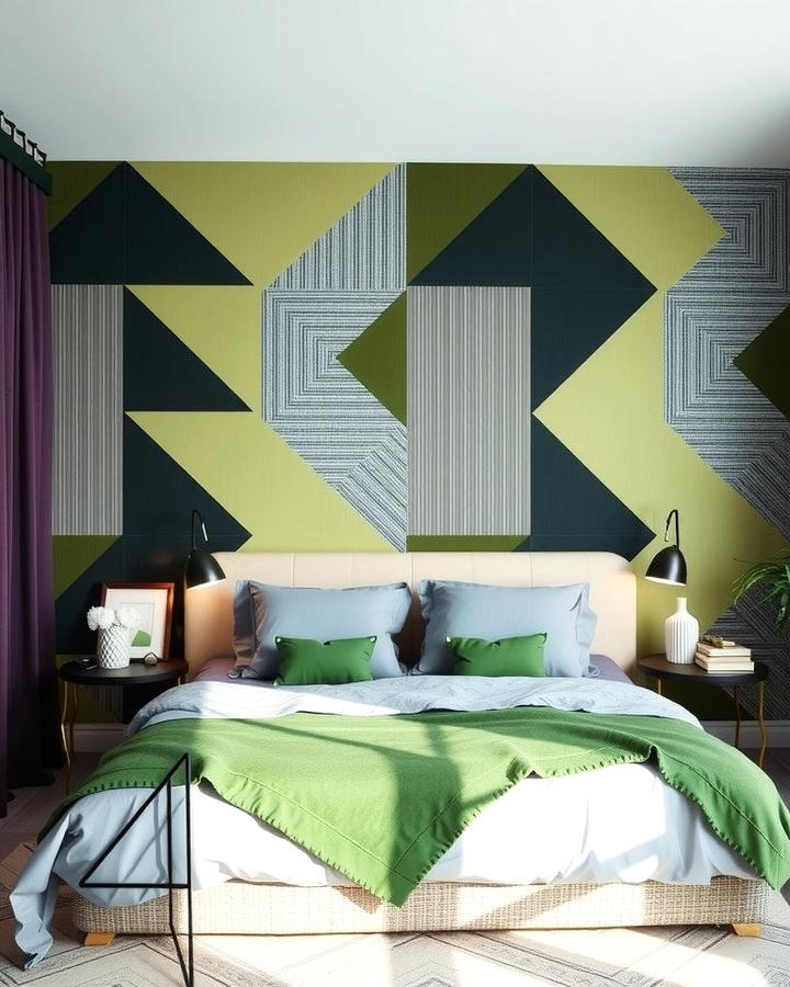 Green and Grey Geometric Wallpaper