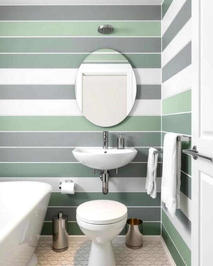 Green and Grey Striped Walls