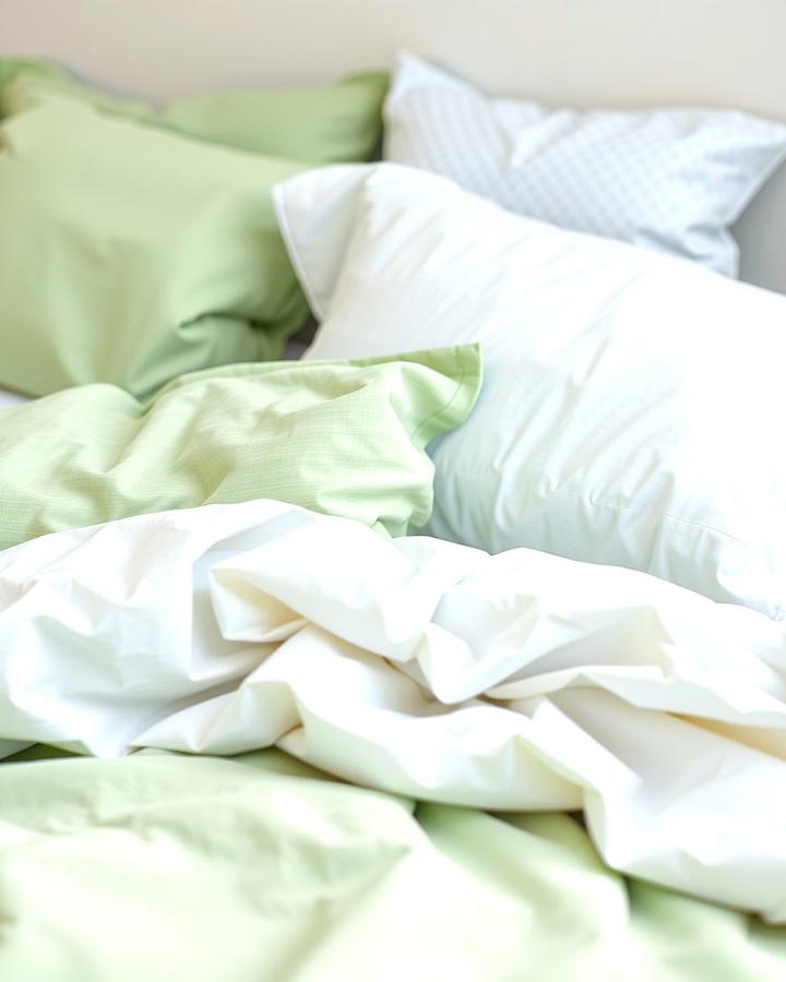 Green and White Bedding