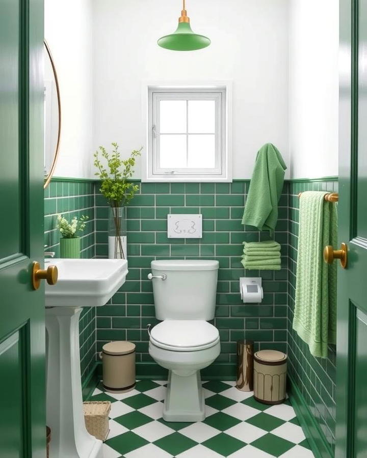 Green and White Checkerboard Flooring